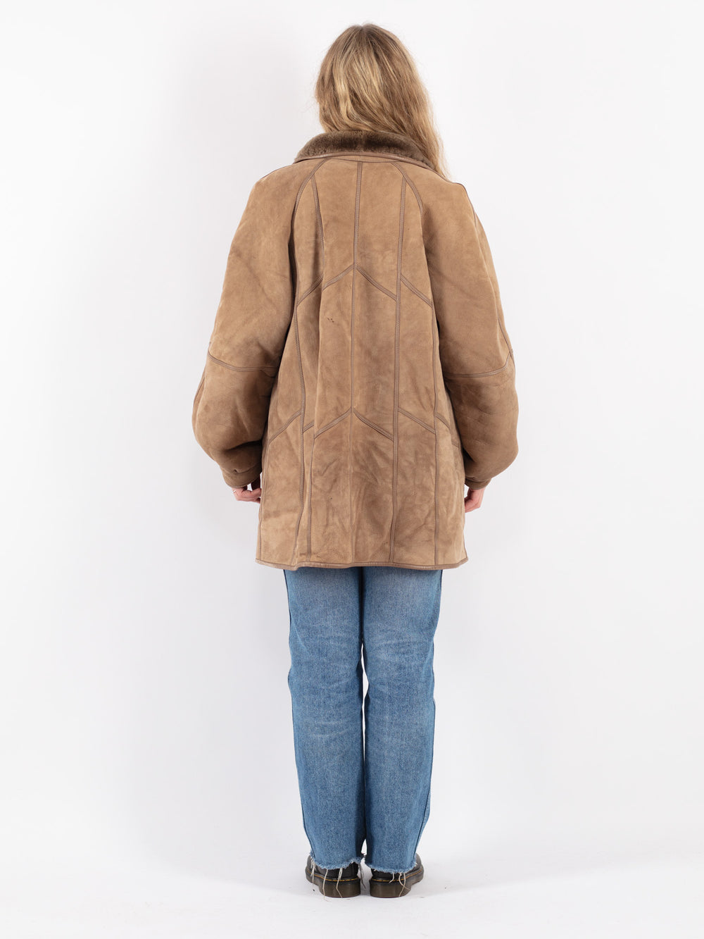 Vintage 80's Women Sheepskin Coat in Beige