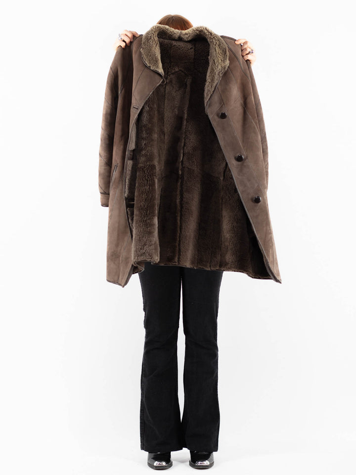 Vintage 80's Women Sheepskin Coat in BeigeV9815