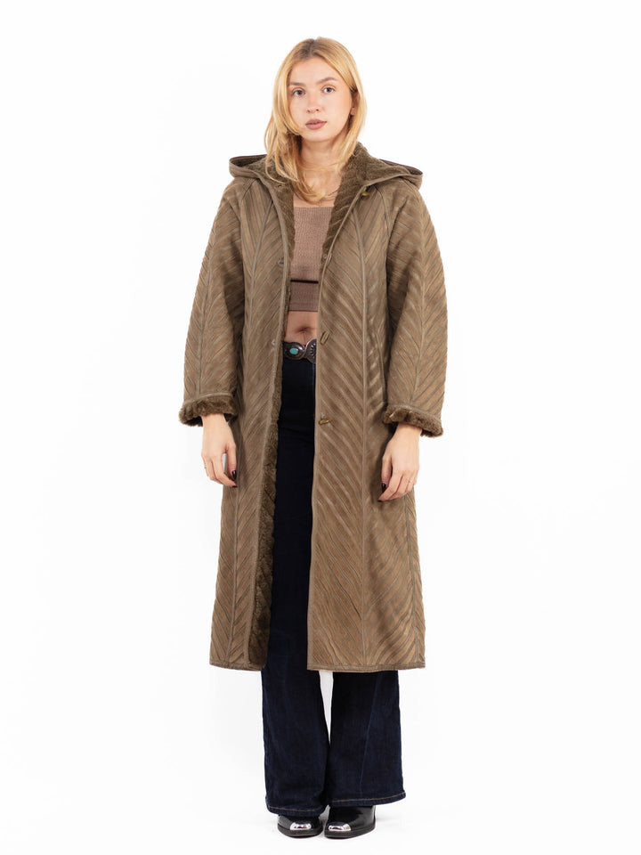 Vintage 80's Women Sheepskin Coat in BrownA0778