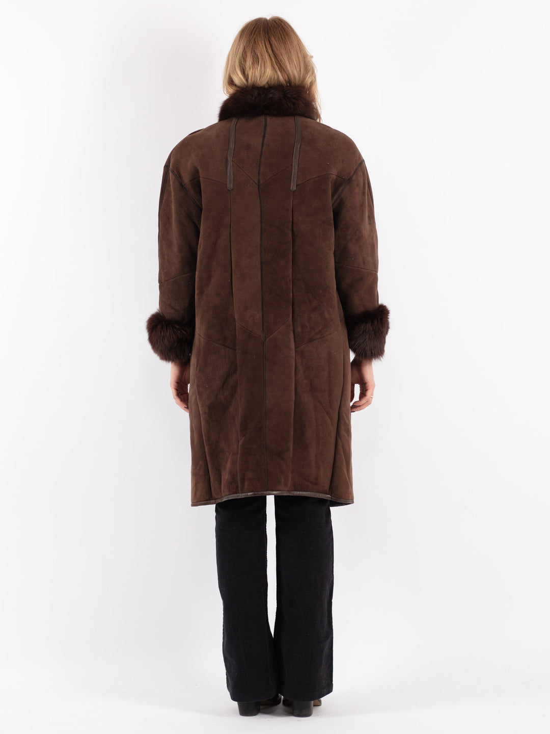 Vintage 80's Women Sheepskin Coat in Brown
