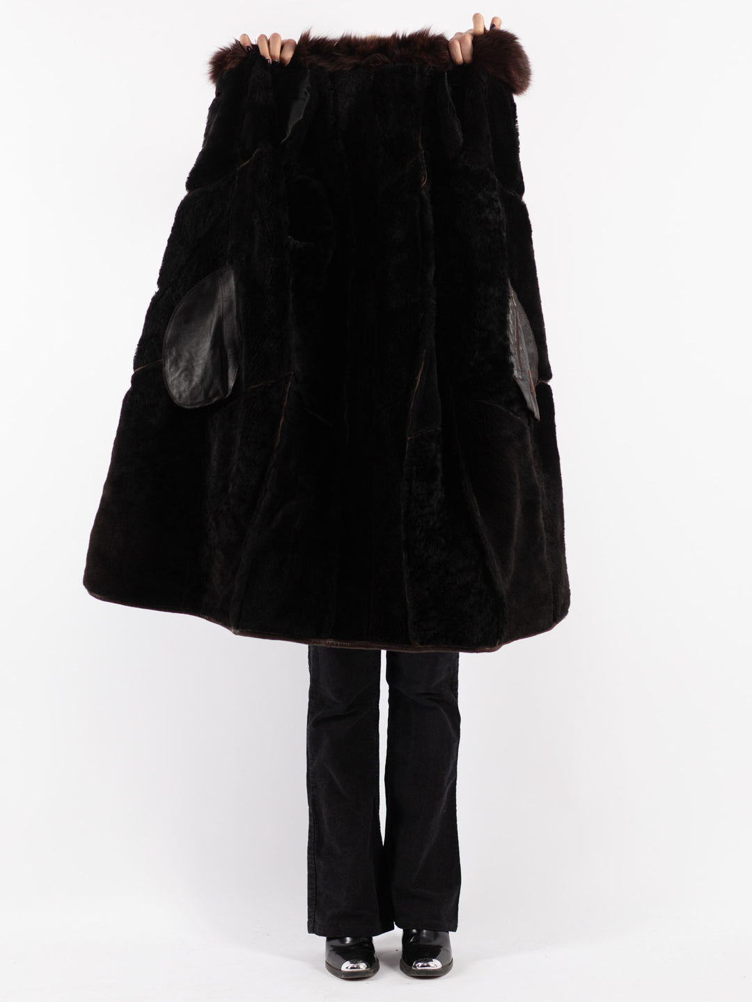 Vintage 80's Women Sheepskin Coat in Brown