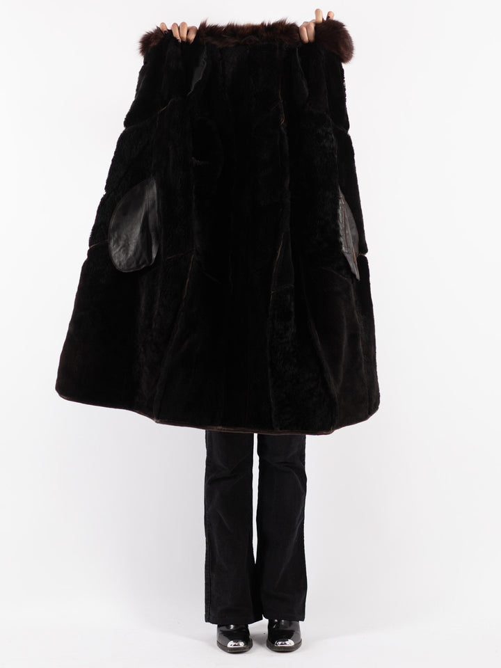 Vintage 80's Women Sheepskin Coat in Brown