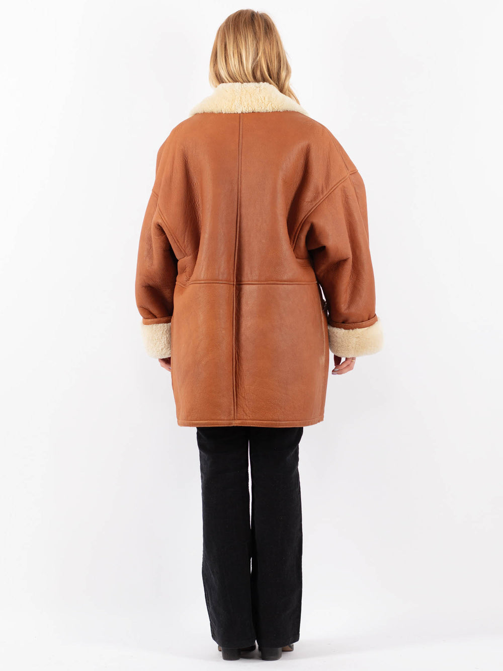 Vintage 80's Women Sheepskin Shearling Coat in BrownV9683