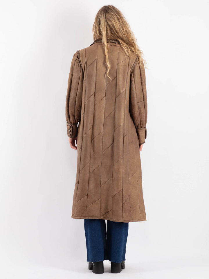 Vintage 80's Women Sheepskin Coat in BrownV9175