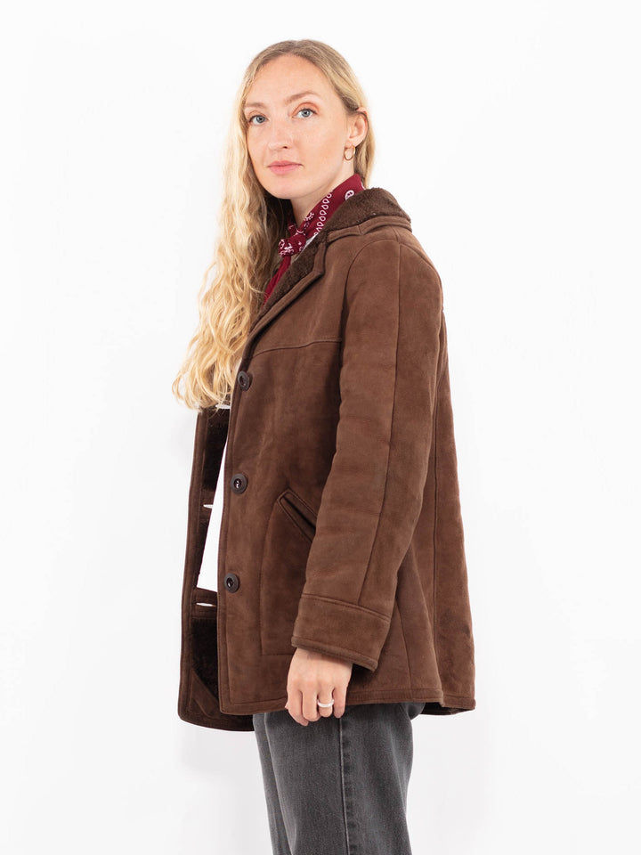 Vintage 80's Women Sheepskin Coat in BrassA0671