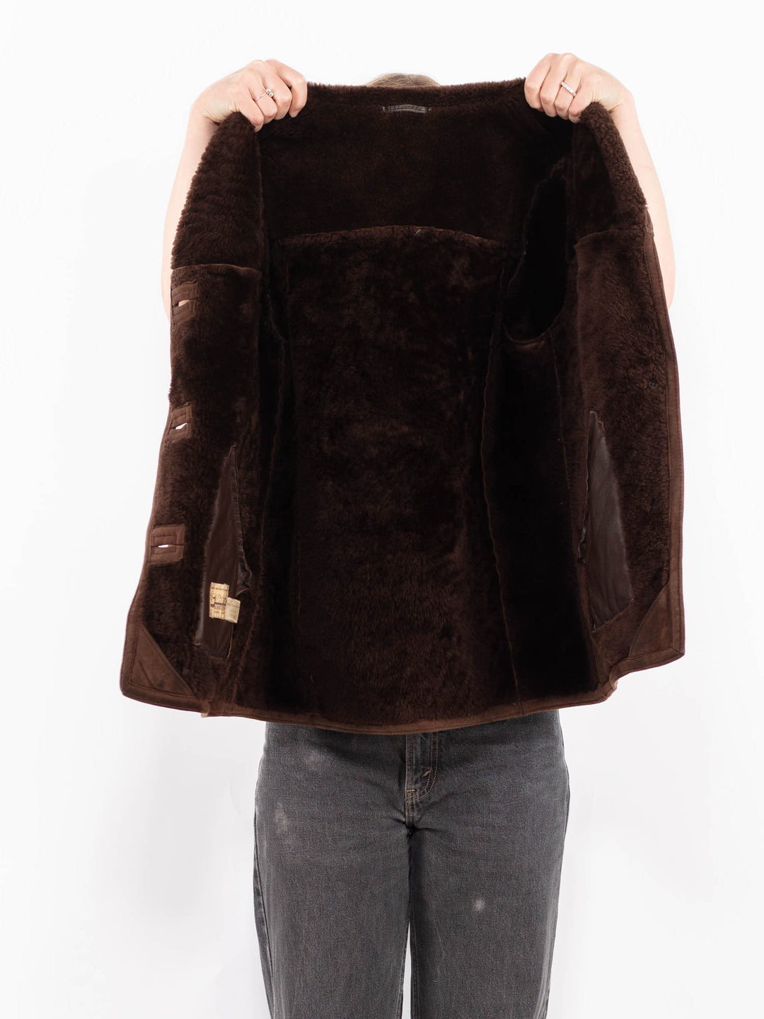 Vintage 80's Women Sheepskin Coat in BrassA0671