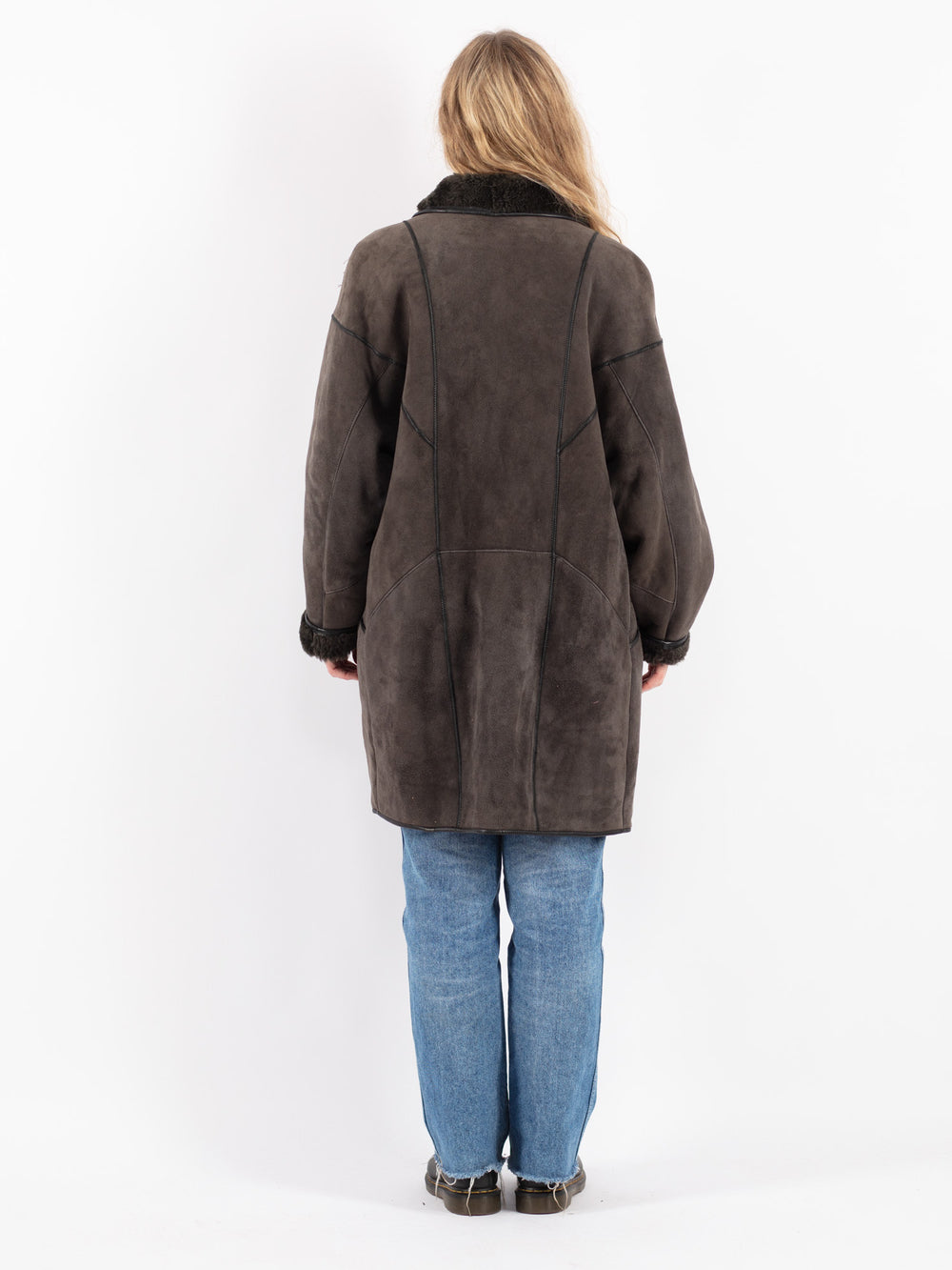 Vintage 80's Women Sheepskin Coat in Brown