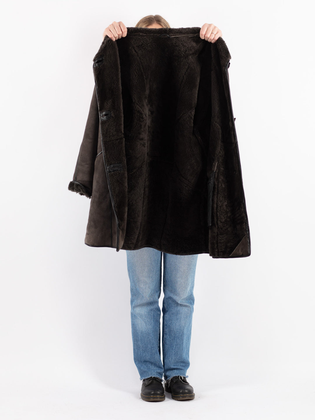 Vintage 80's Women Sheepskin Coat in Brown