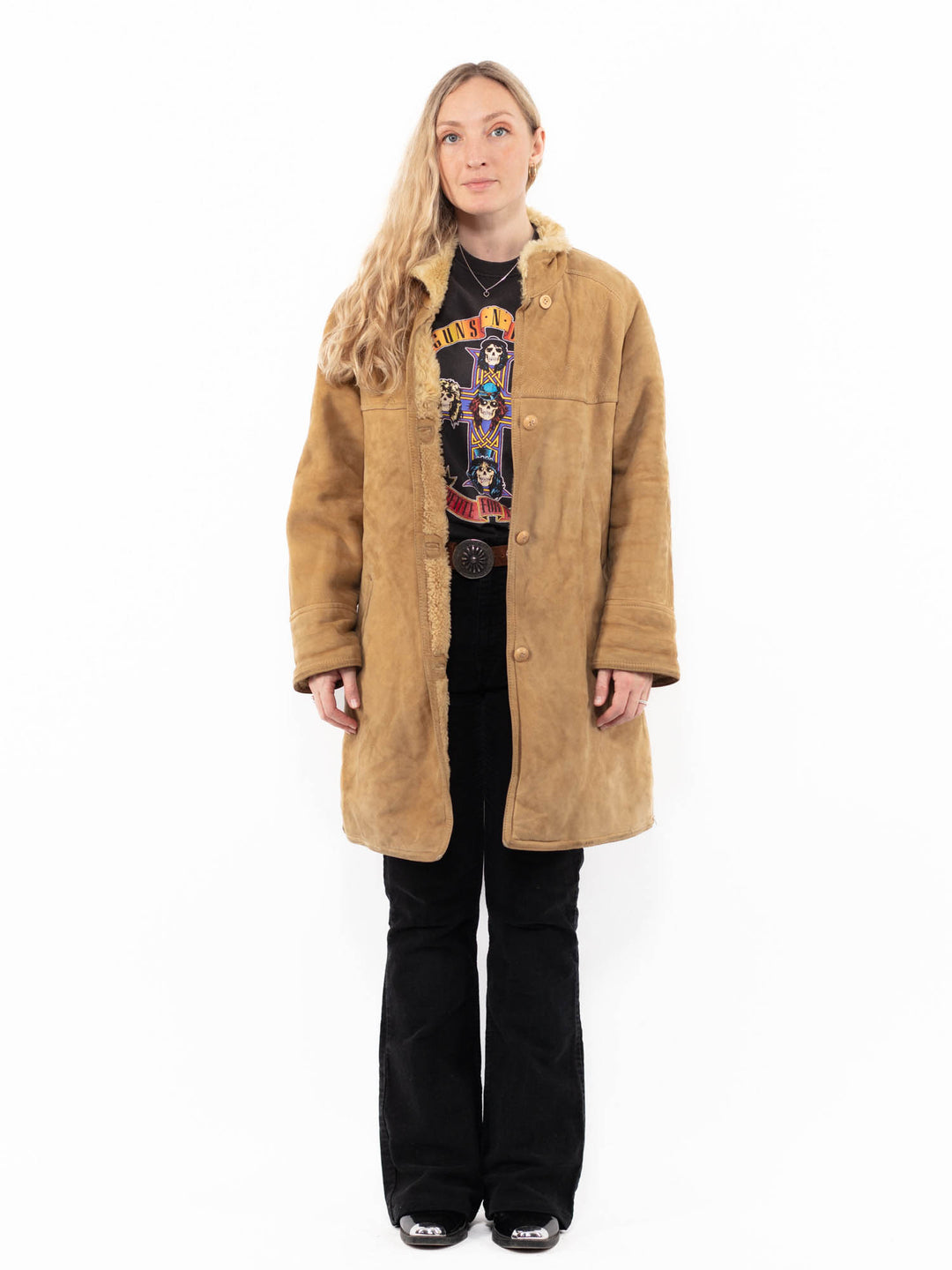Vintage 80's Women Sheepskin in BeigeA0956