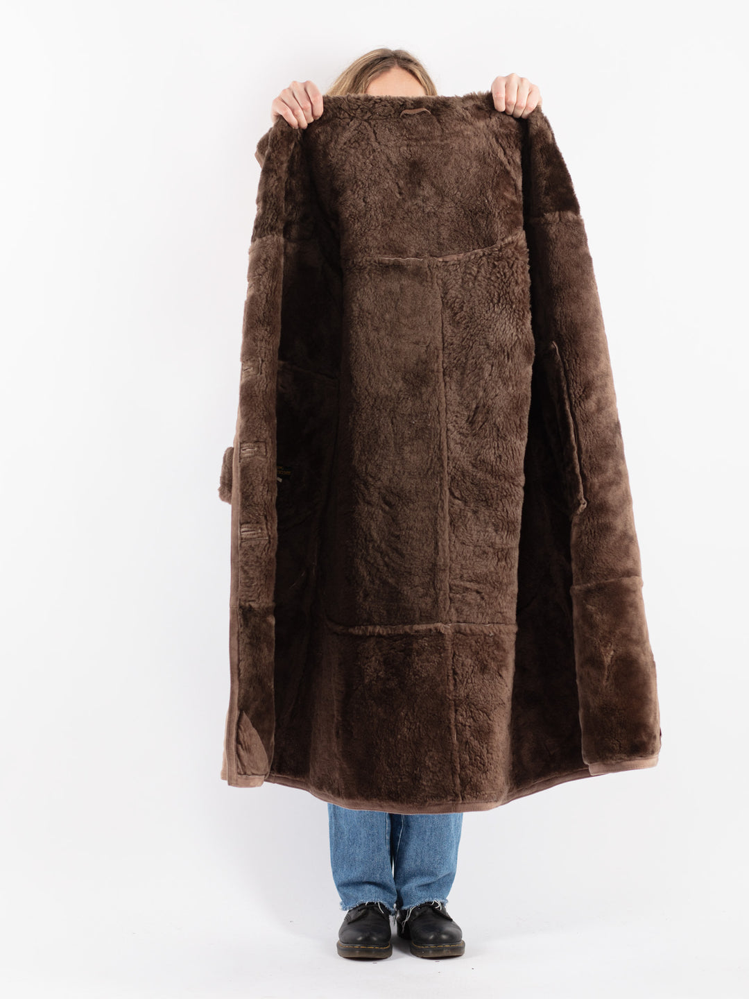 Vintage 80's Women Sheepskin Coat in Beige