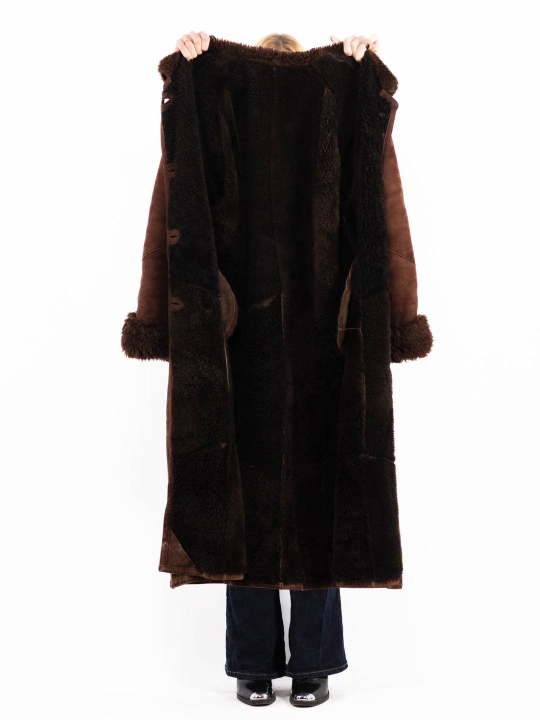 Vintage 80's Women Sheepskin Coat in BrownA0787