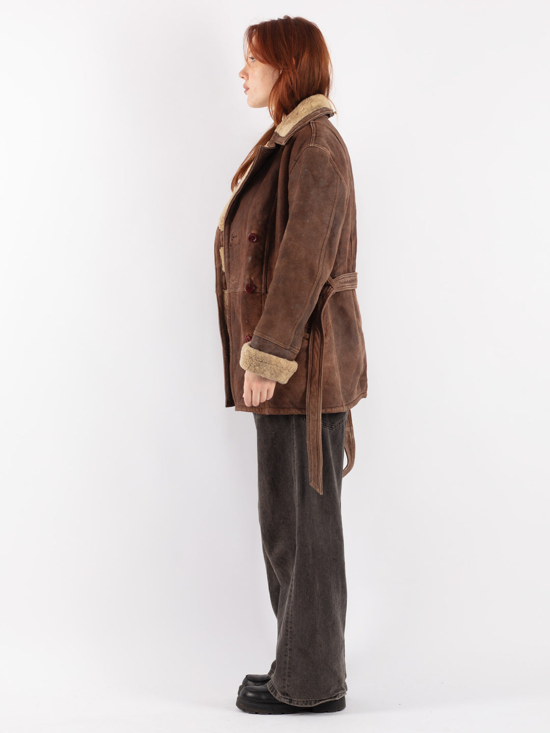 Vintage 80's Women Sheepskin Coat in BrownV8509