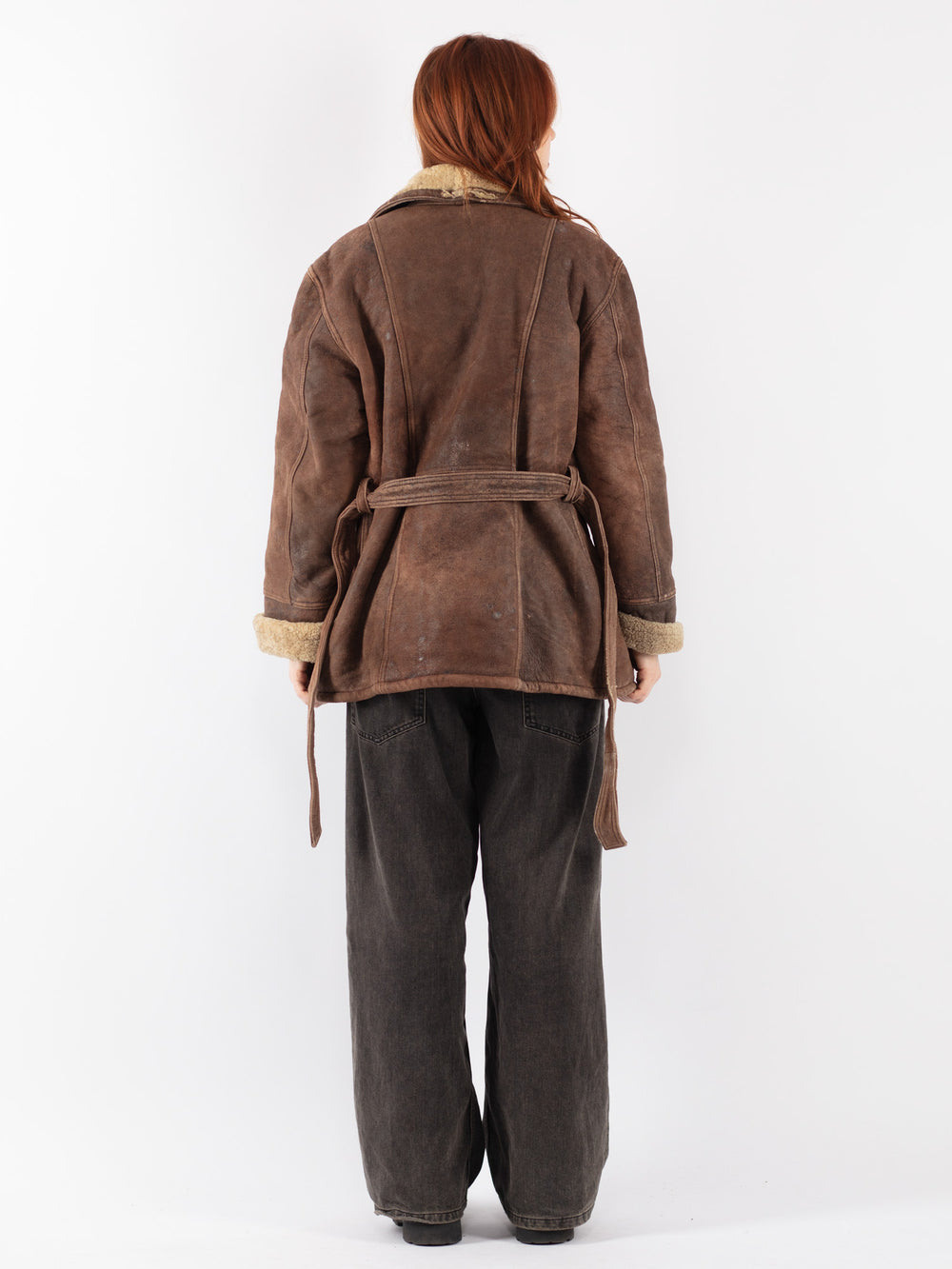 Vintage 80's Women Sheepskin Coat in BrownV8509