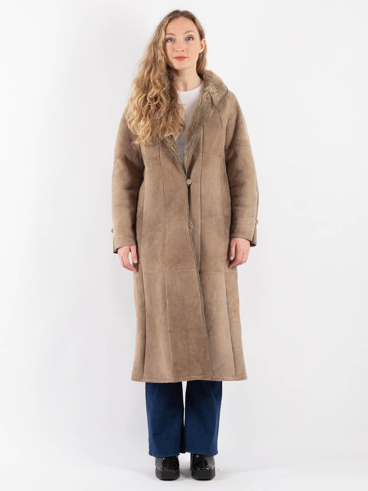 Vintage 80's Women Sheepskin Coat in BeigeV9179