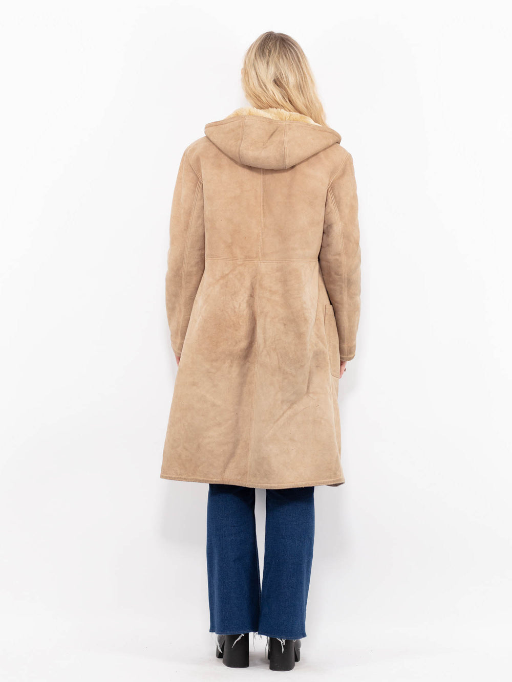 Vintage 80's Women Sheepskin Coat in BeigeA1064