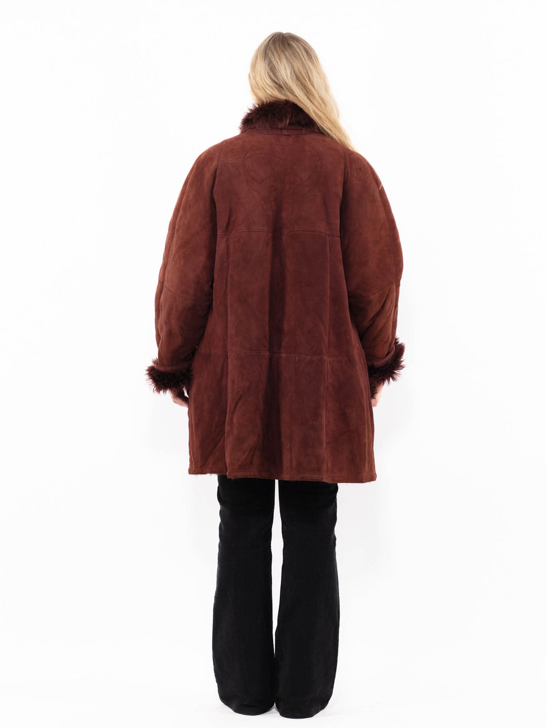 Vintage 80's Women Sheepskin Shearling Coat in BrownA0961