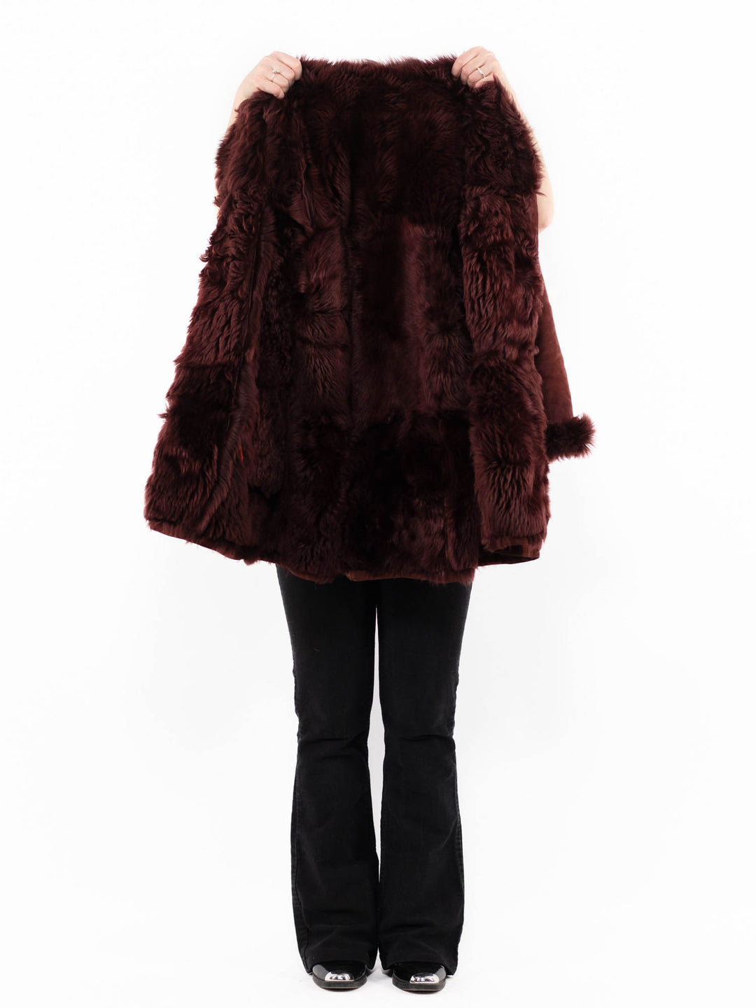 Vintage 80's Women Sheepskin Shearling Coat in BrownA0961