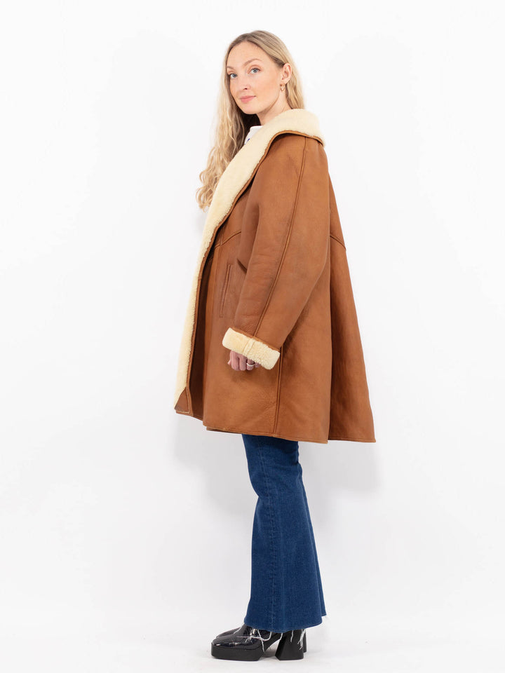 Vintage 80's Women Sheepskin Coat in BrownA1066
