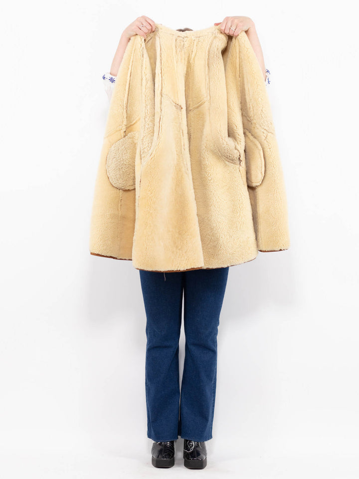 Vintage 80's Women Sheepskin Coat in BrownA1066