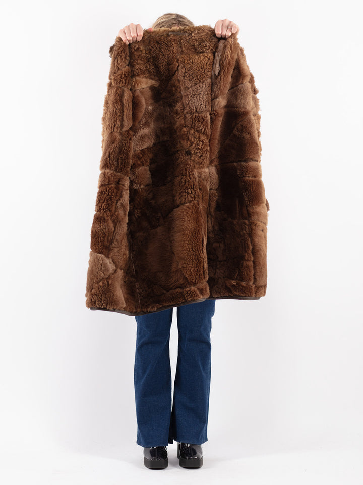 Vintage 80's Women Sheepskin Coat in Beige
