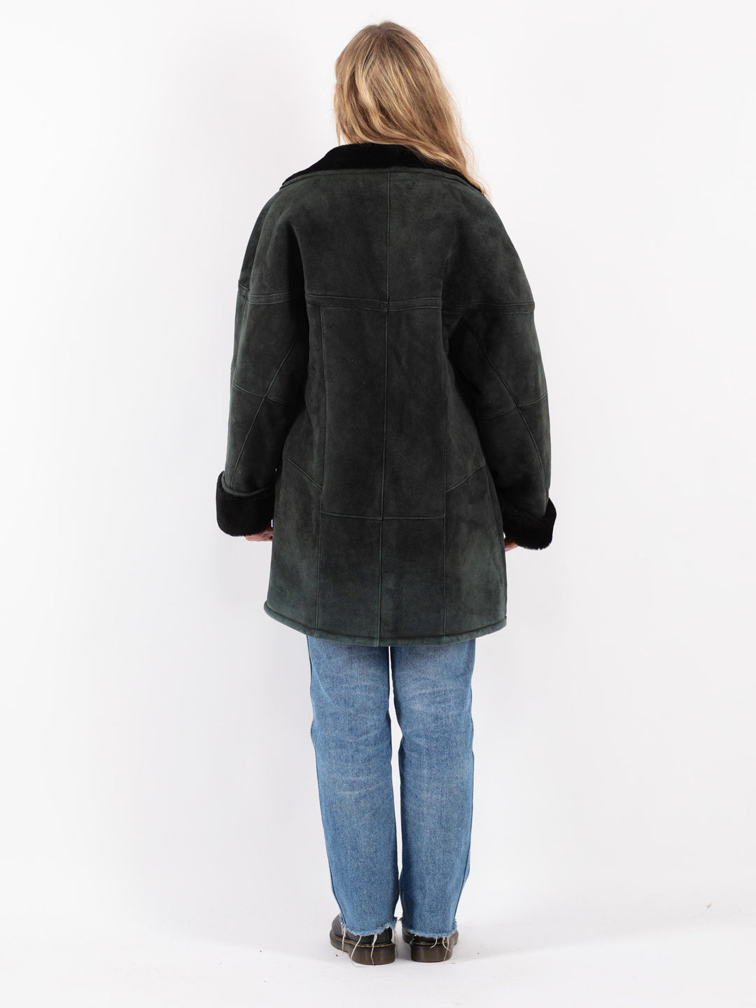 Vintage 80's Women Sheepskin Coat in Gray