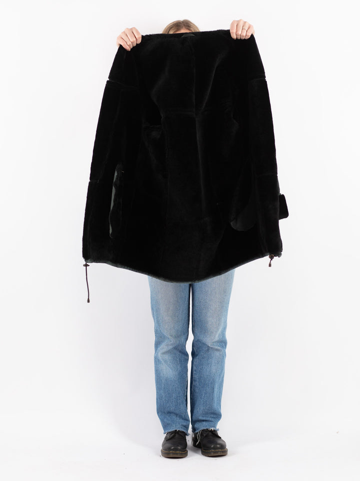 Vintage 80's Women Sheepskin Coat in Gray