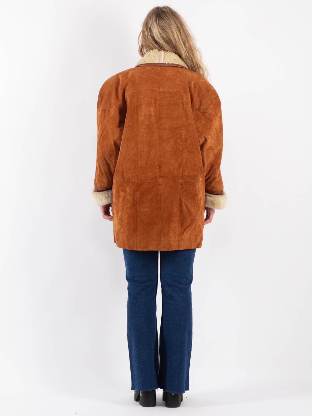 Vintage 80's Women Suede Coat in BrownV9184