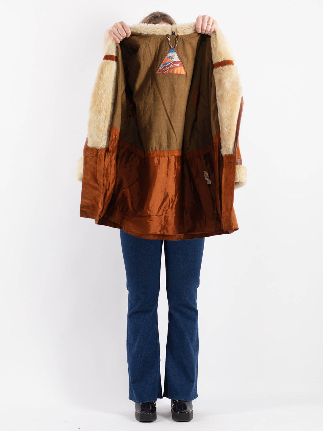 Vintage 80's Women Suede Coat in BrownV9184