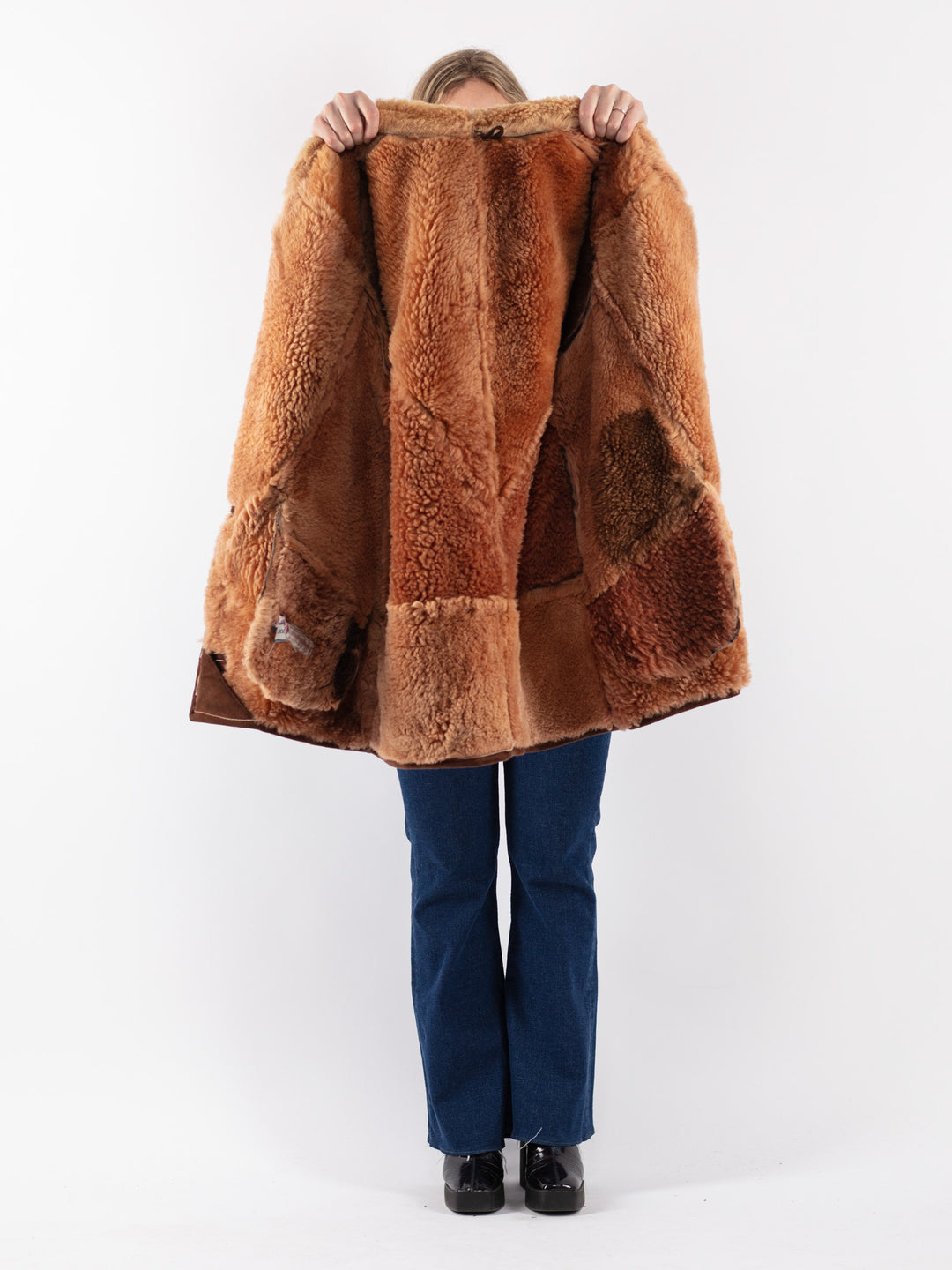 Vintage 80's Women Sheepskin Coat in Brown