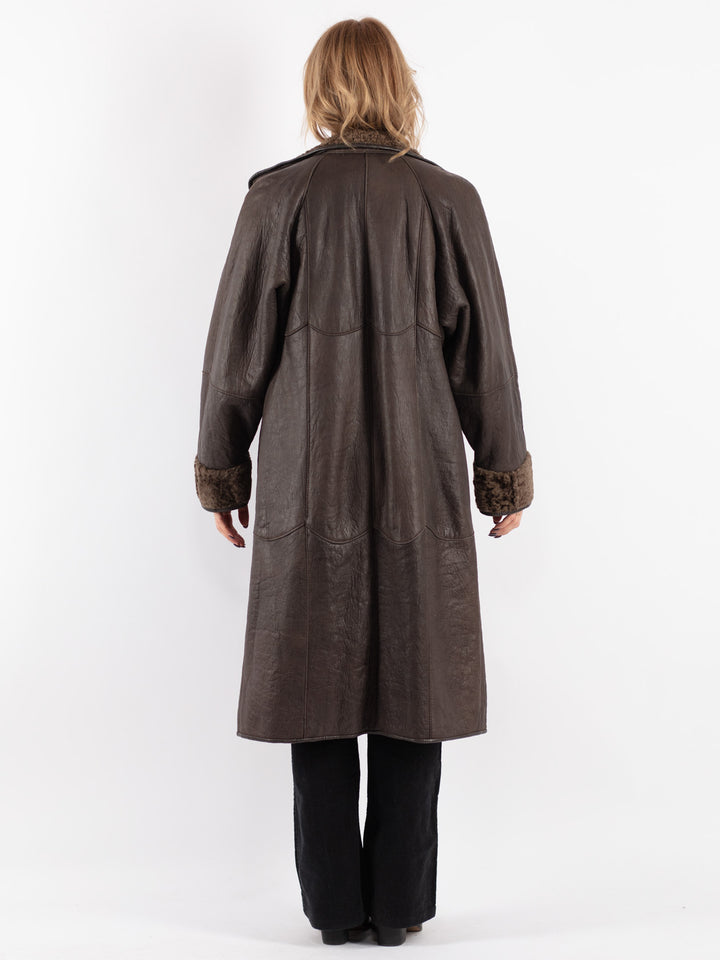 Vintage 80's Women Sheepskin Shearling in Brown
