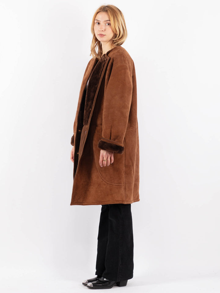 Vintage 80's Women Sheepskin Coat in BrownV9695