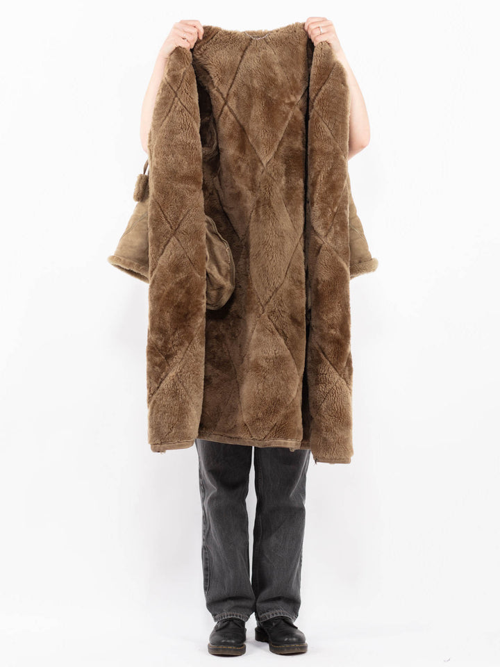 Vintage 80's Women Sheepskin Coat in BeigeA0694