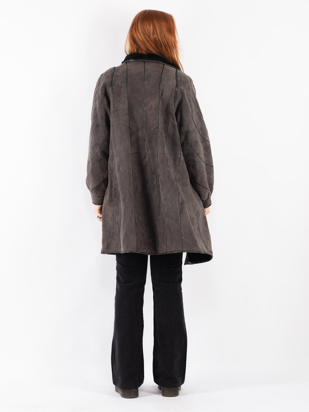 Vintage 80's Women Sheepskin Coat in Gray