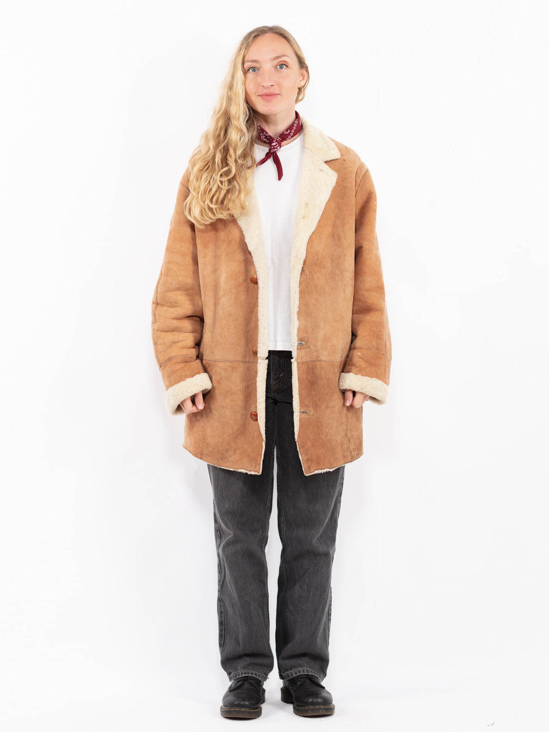 Vintage 80's Women Sheepskin Coat in BrownA0695