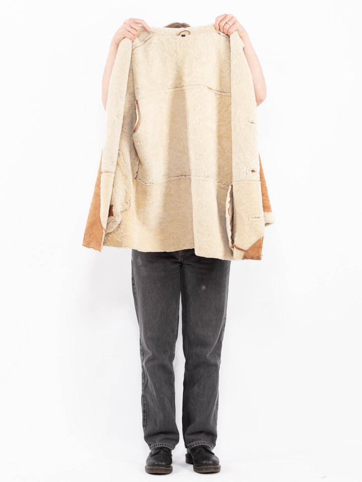 Vintage 80's Women Sheepskin Coat in BrownA0695