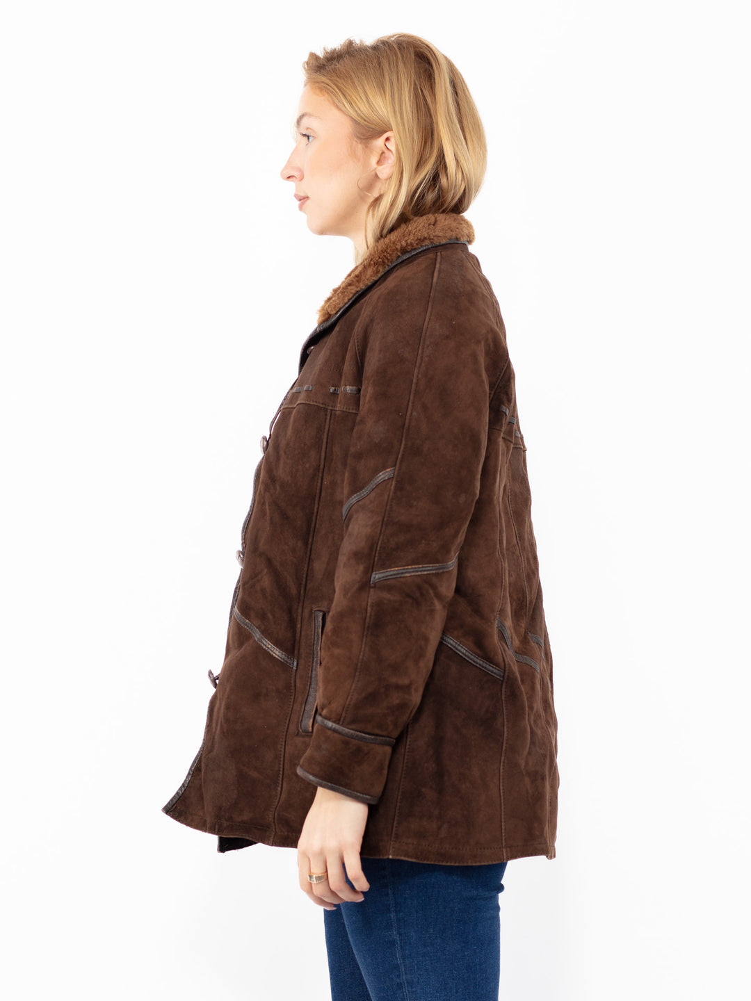 Vintage 80's Women Sheepskin Coat in BrownA0840