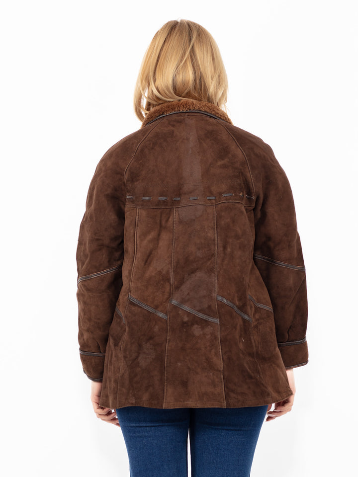 Vintage 80's Women Sheepskin Coat in BrownA0840