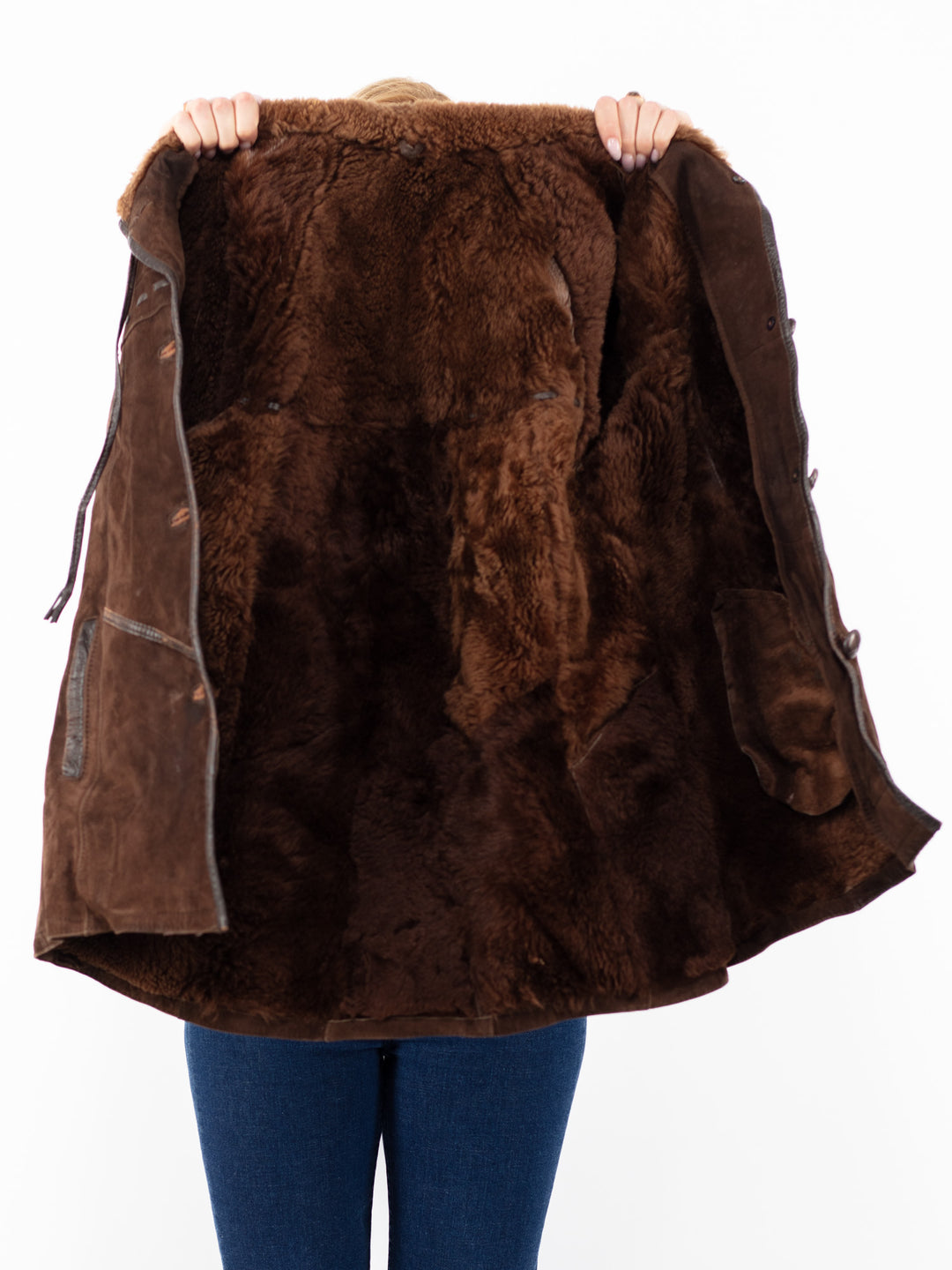 Vintage 80's Women Sheepskin Coat in BrownA0840