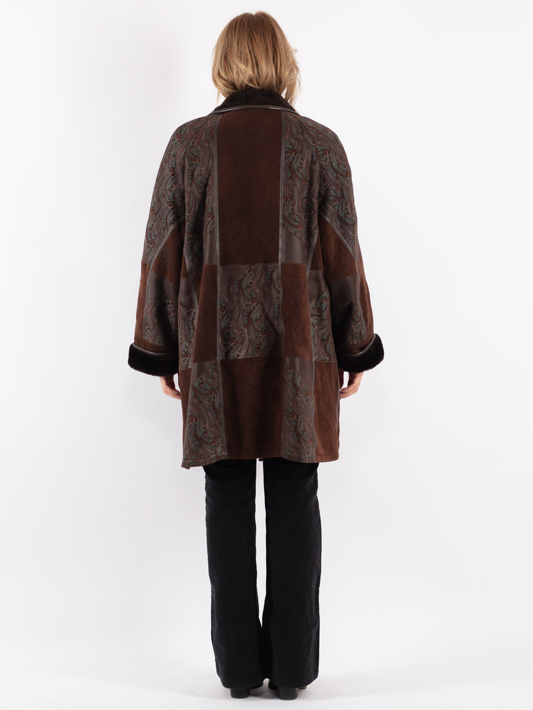 Vintage 80's Women Sheepskin Shearling Coat in Brown