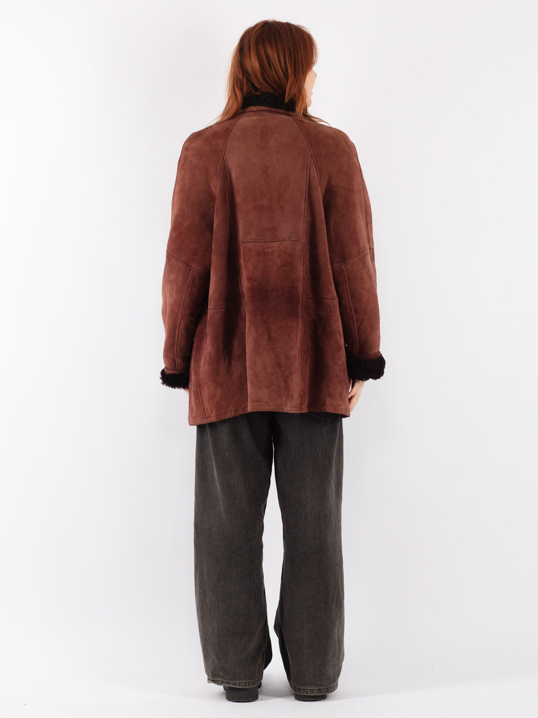 Vintage 80's Women Sheepskin Coat in Brown
