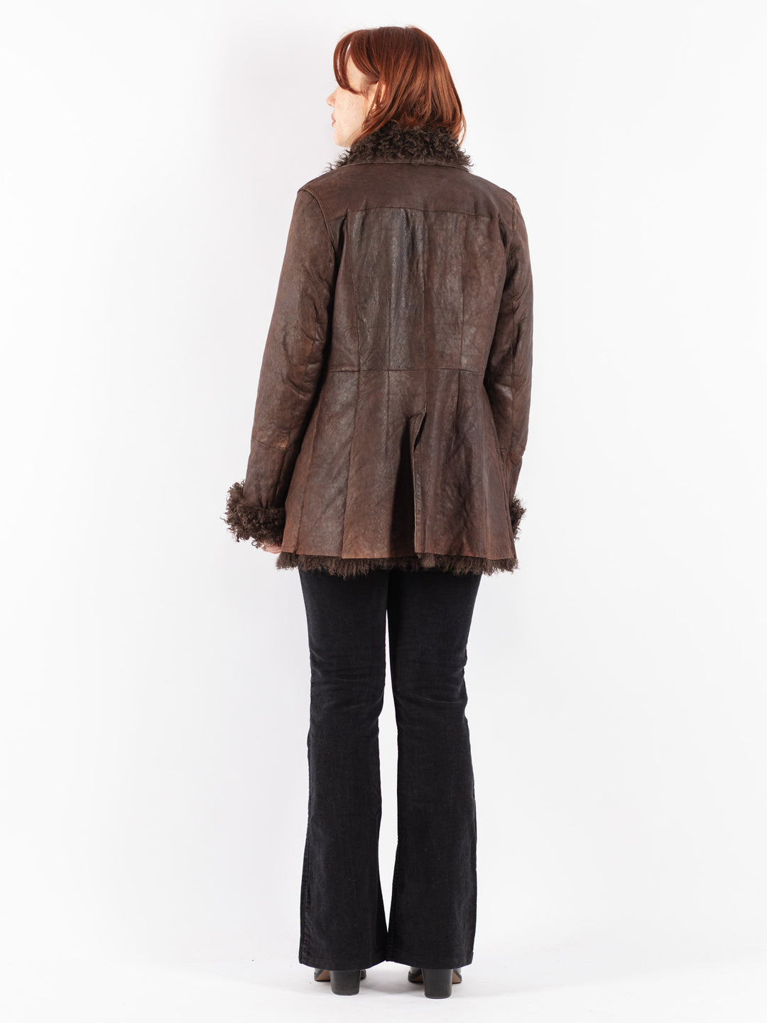 Vintage 80's Women Sheepskin Coat in Brown