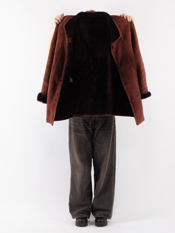 Vintage 80's Women Sheepskin Coat in Brown