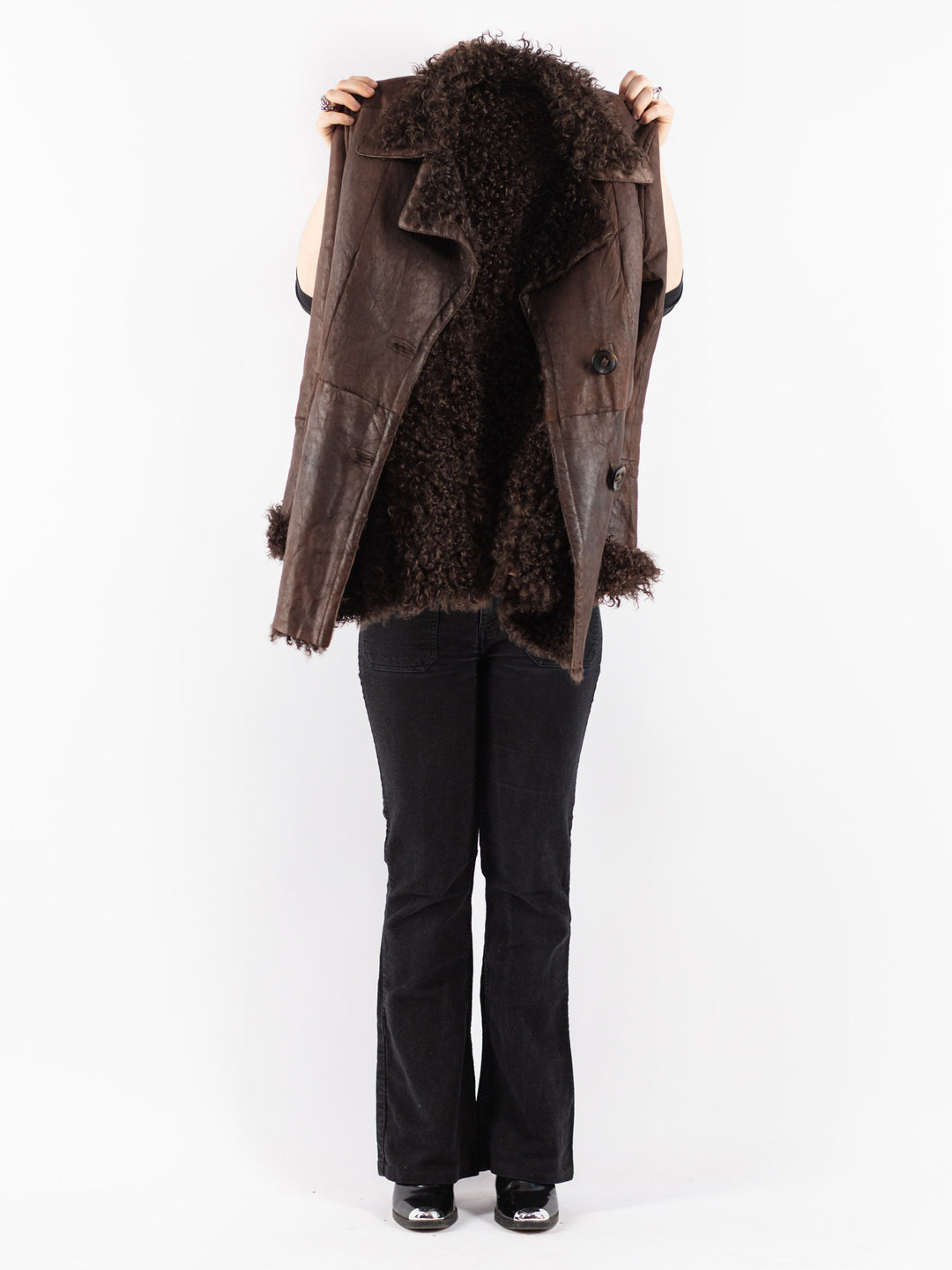 Vintage 80's Women Sheepskin Coat in Brown