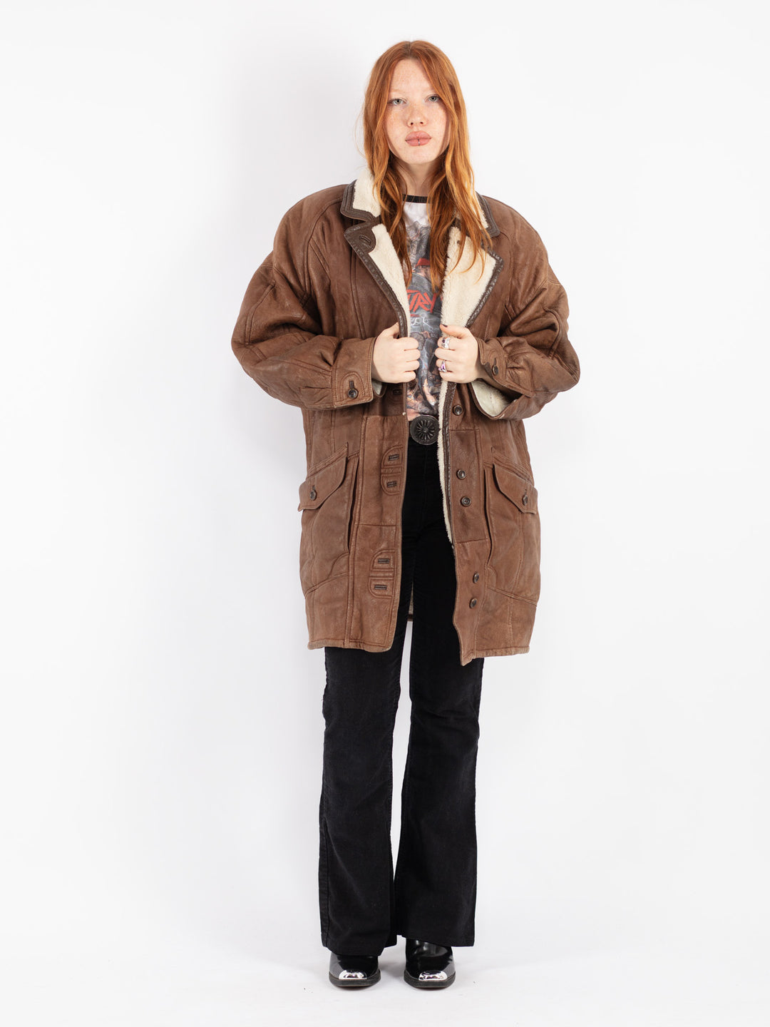 Vintage 80's Women Sheepskin Coat in