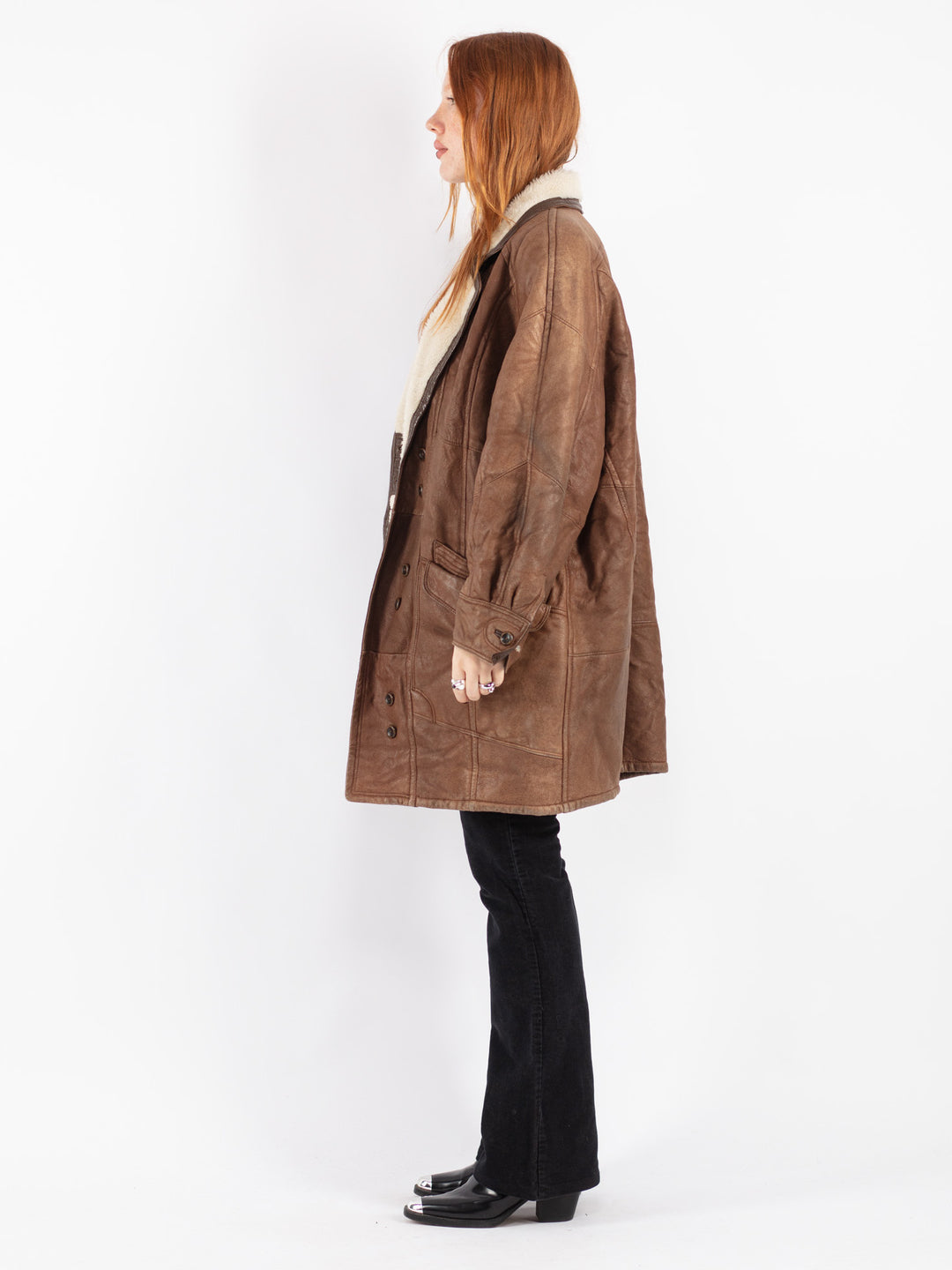 Vintage 80's Women Sheepskin Coat in