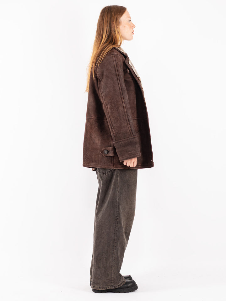 Vintage 80's Women Shearling Coat in Brown