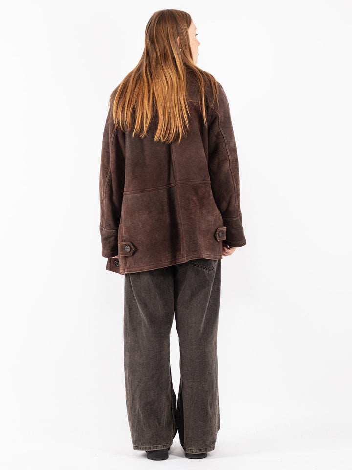 Vintage 80's Women Shearling Coat in Brown