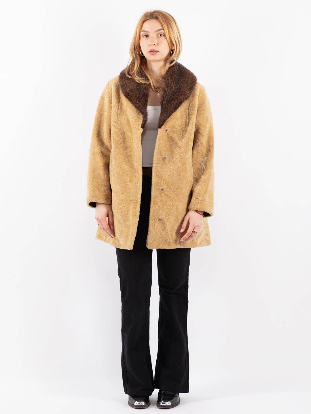Vintage 80's Women Sheepskin in BeigeV9699