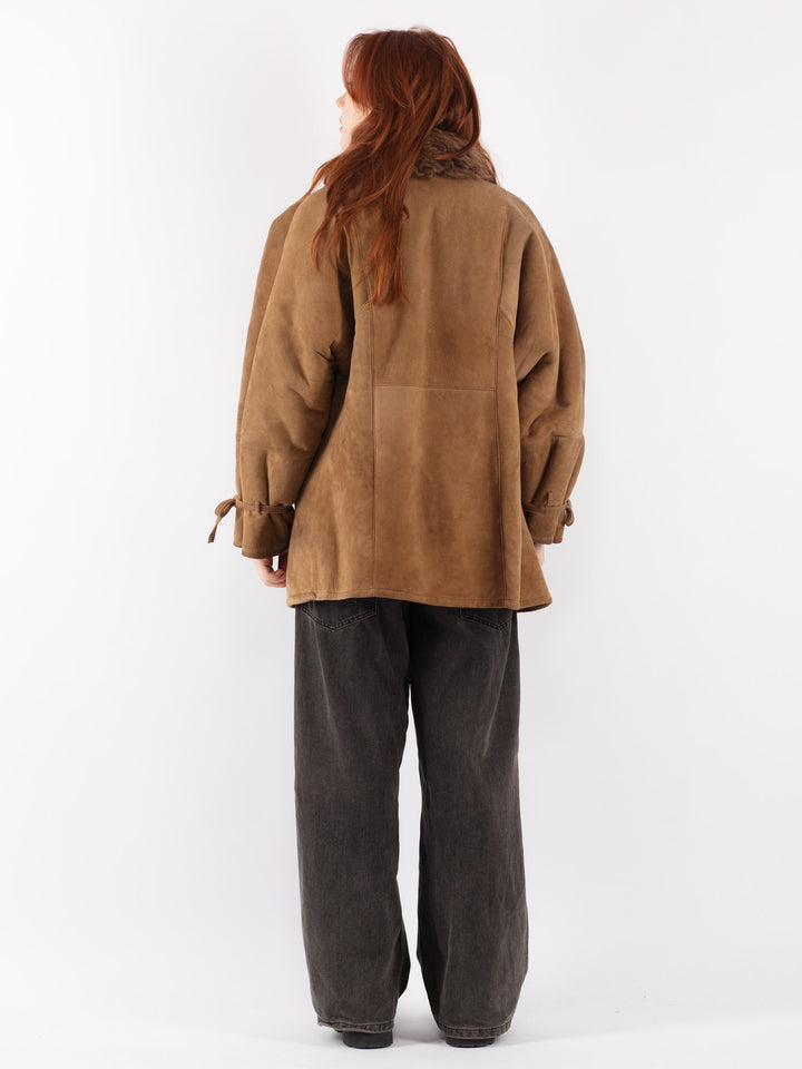 Vintage 80's Women Sheepskin Coat in BrownV8523