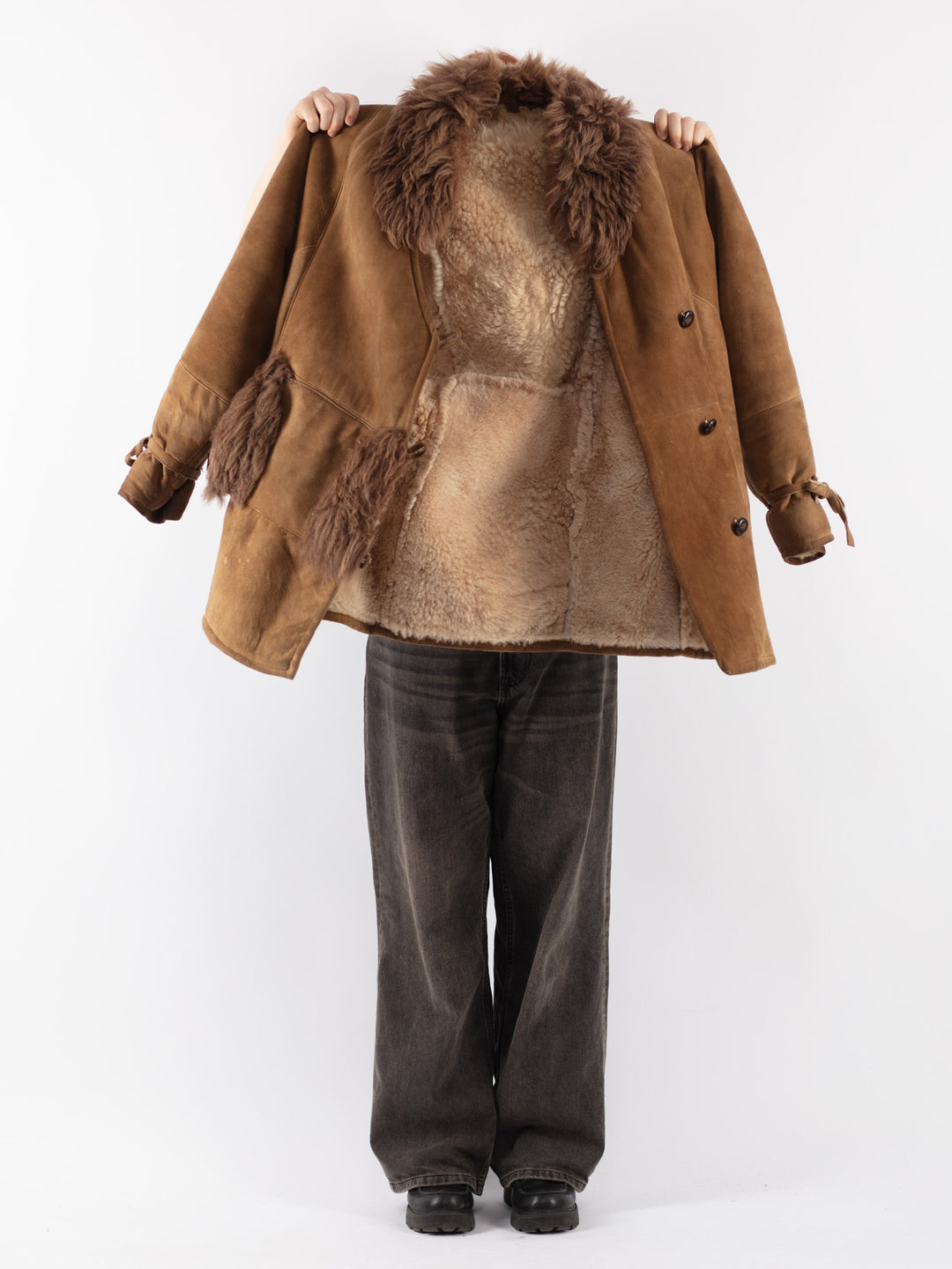 Vintage 80's Women Sheepskin Coat in BrownV8523
